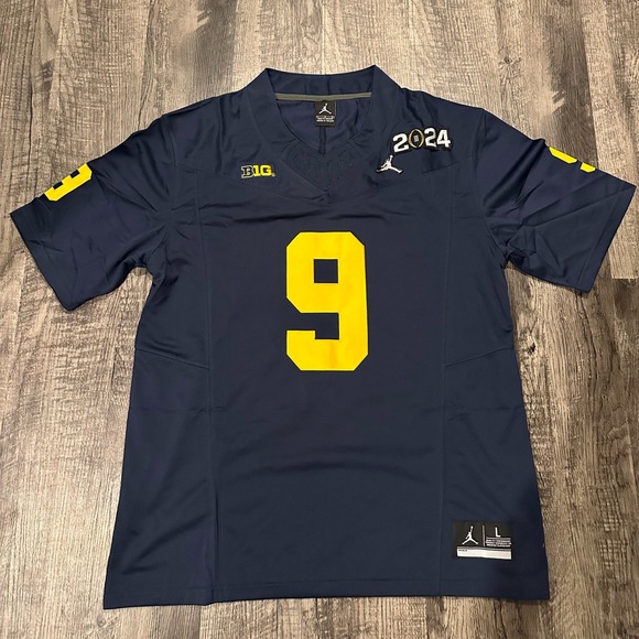 JJ McCarthy Michigan Wolverine 2024 National Championship Blue Jersey Size S-XXL - Picture 3 of 9
